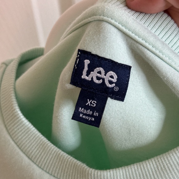 Lee Retro Boxy Oversized Green Cropped Sweatshirt Tee Shirt Top XS - Picture 5 of 6